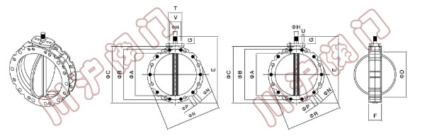 氣動(dòng)粉體蝶閥 結(jié)構(gòu)圖和連接尺寸